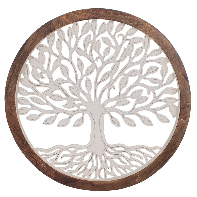 Cercle Arbre de Vie Mural en Bois, ø63cm x 3,5cm
