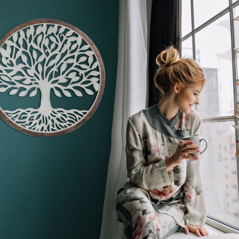 Cercle Arbre de Vie Mural en Bois, ø63cm x 3,5cm – Image 3