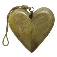 Pendentif Cœur en Bois et Corde, 30x6x30cm