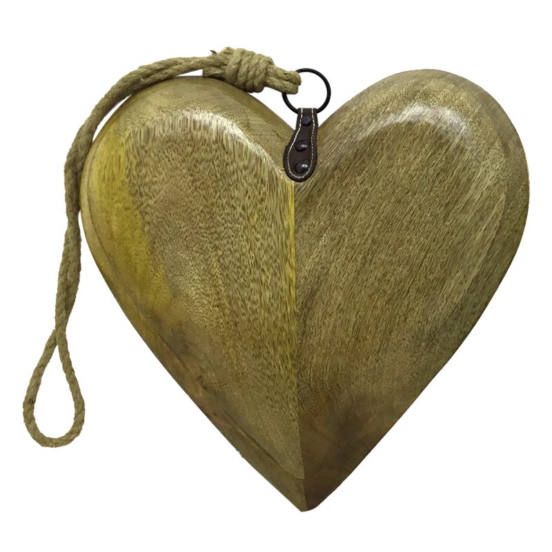 Pendentif Cœur en Bois et Corde, 30x6x30cm
