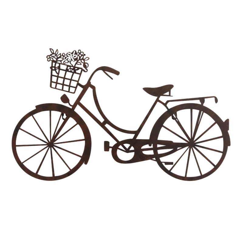 Décoration Vélo Mural en Métal Noir/Marron, 63,5x1x38cm