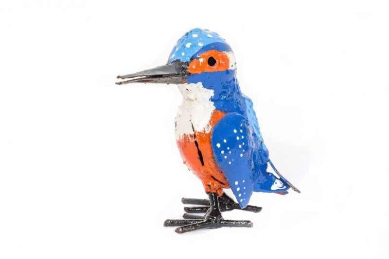 Petit Martin Pêcheur en Métal Recyclé, 10x11cm
