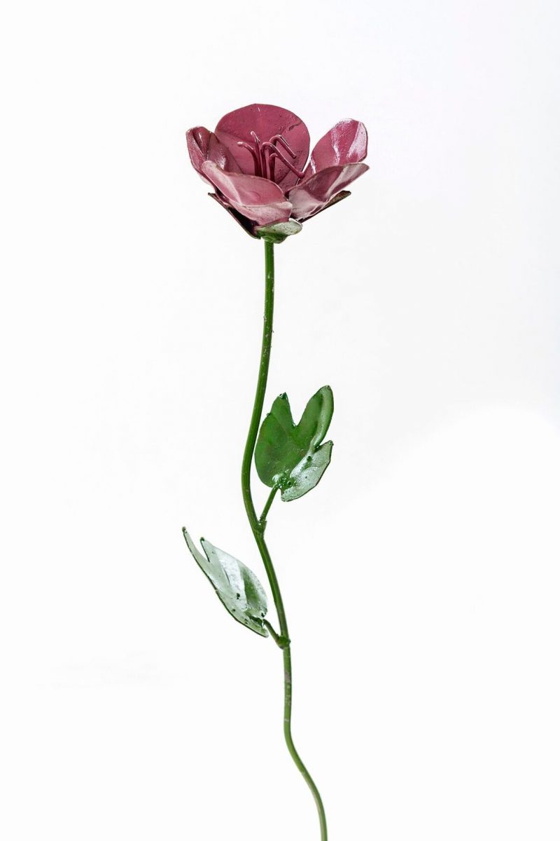 Pic Fleur d'Onagre en Métal Recyclé Violet, 14x41cm