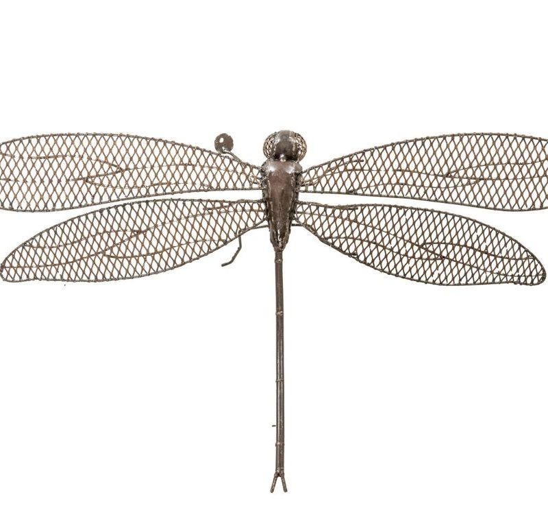 Libellule Murale en Métal Recyclé, 45x13x79cm