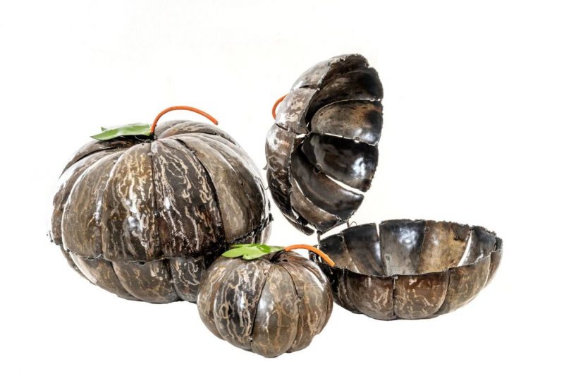 Ensemble de 3 Citrouilles en Métal Recyclé