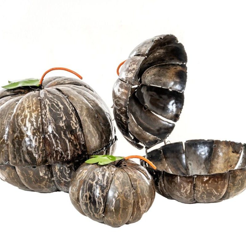 Ensemble de 3 Citrouilles en Métal Recyclé