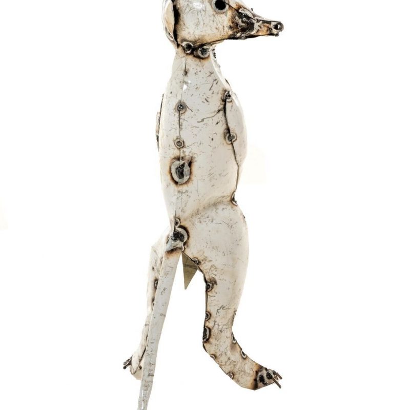 Suricate Blanc en Métal Recyclé, 27x18x42cm