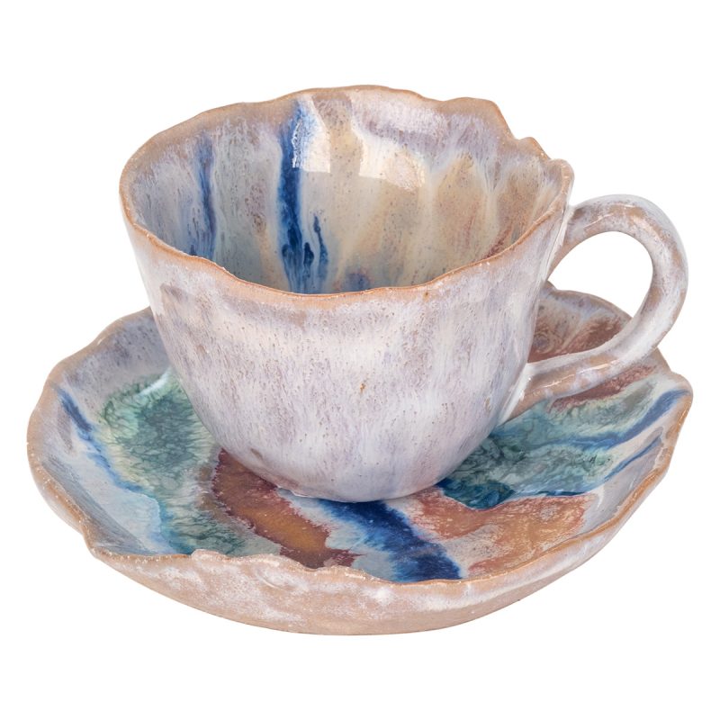 Tasse en Céramique 9x7x5cm avec Assiette 11x11x1,5cm