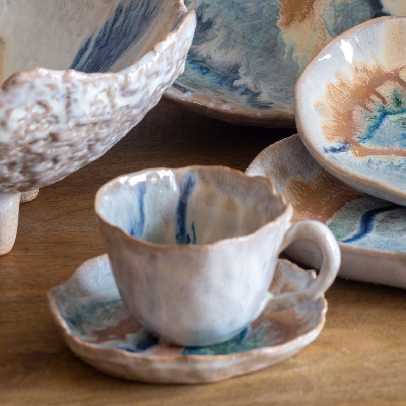 Tasse en Céramique 9x7x5cm avec Assiette 11x11x1,5cm – Image 2