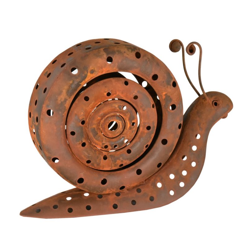 Photophore "Escargot" en Métal Rouillé, 32x10x23,5cm