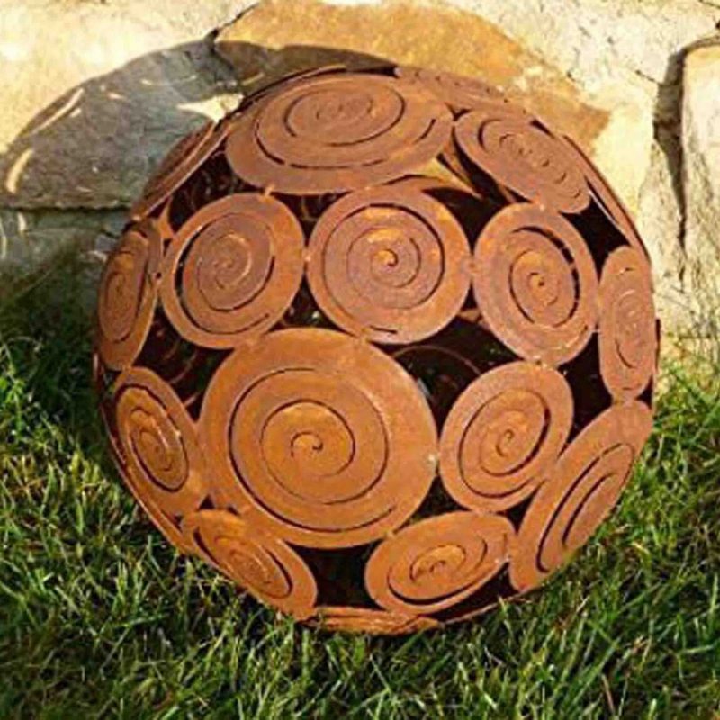Sphère Décorative en Filigrane en Métal Rouillé ø28cm