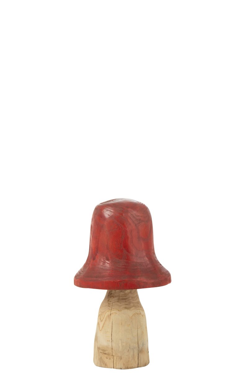 Champignon en Bois Naturel, Chapeau Rouge 20x20x42cm – Image 2