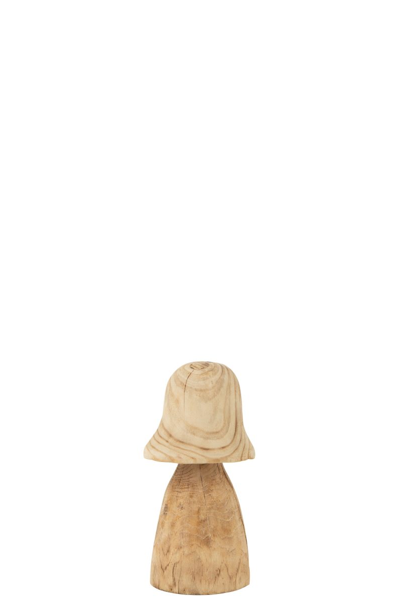 Champignon en Bois Naturel, Chapeau Naturel 15x15x32cm – Image 3