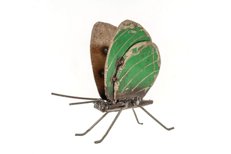 Papillon en Métal Recyclé Vert 13,5x5,5x15cm