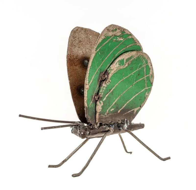 Papillon en Métal Recyclé Vert 13,5x5,5x15cm