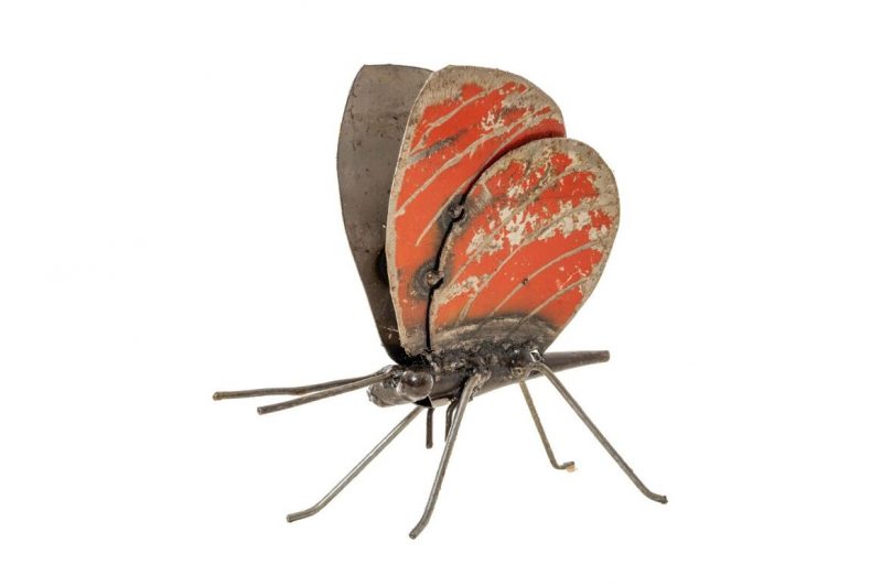 Papillon en Métal Recyclé Rouge 13,5x5,5x15cm