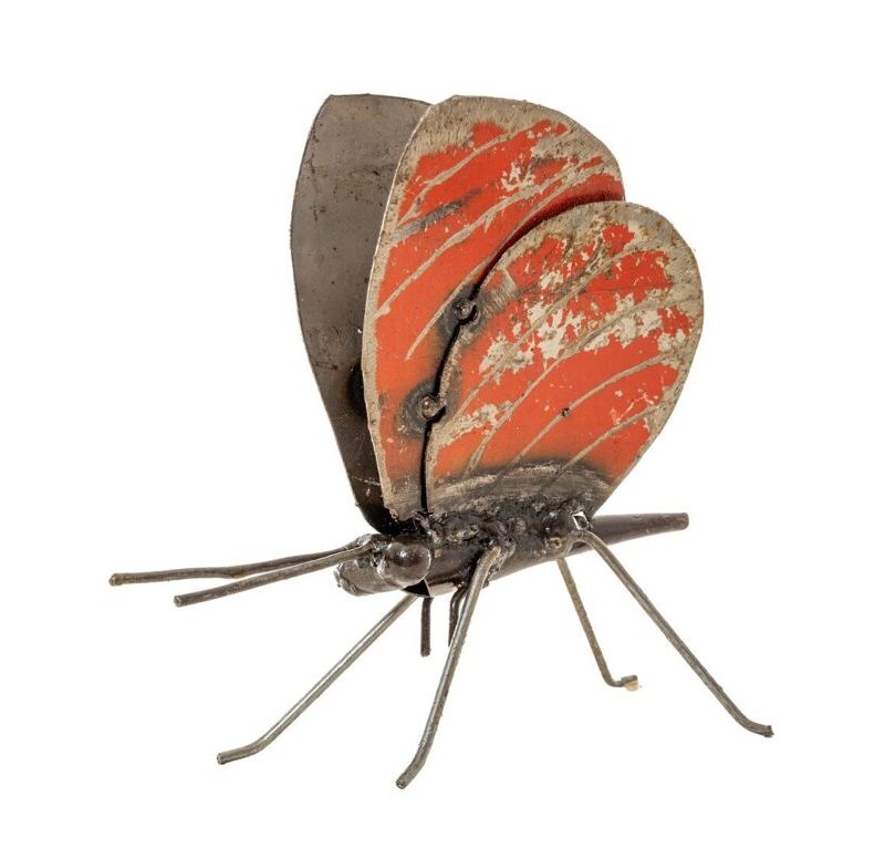 Papillon en Métal Recyclé Rouge 13,5x5,5x15cm