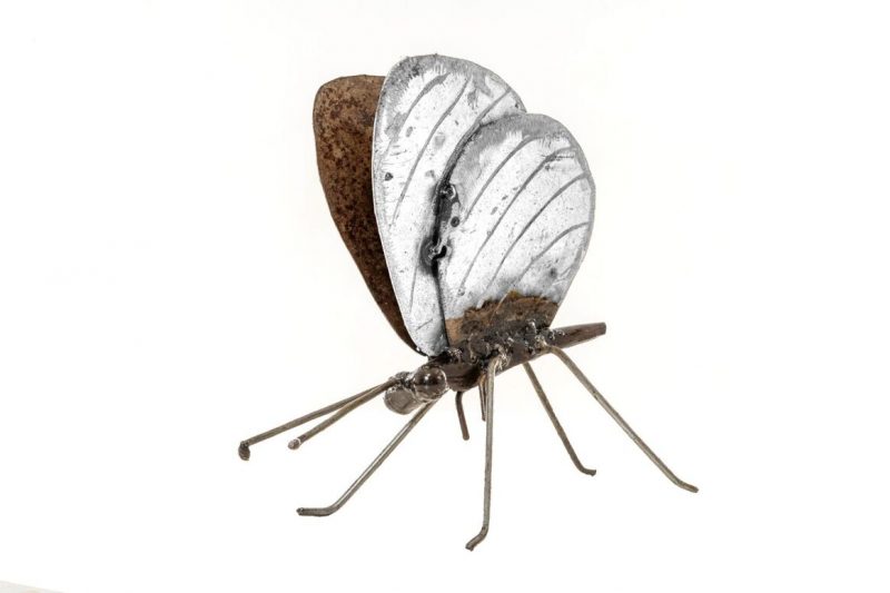 Papillon en Métal Recyclé Blanc13,5x5,5x15cm