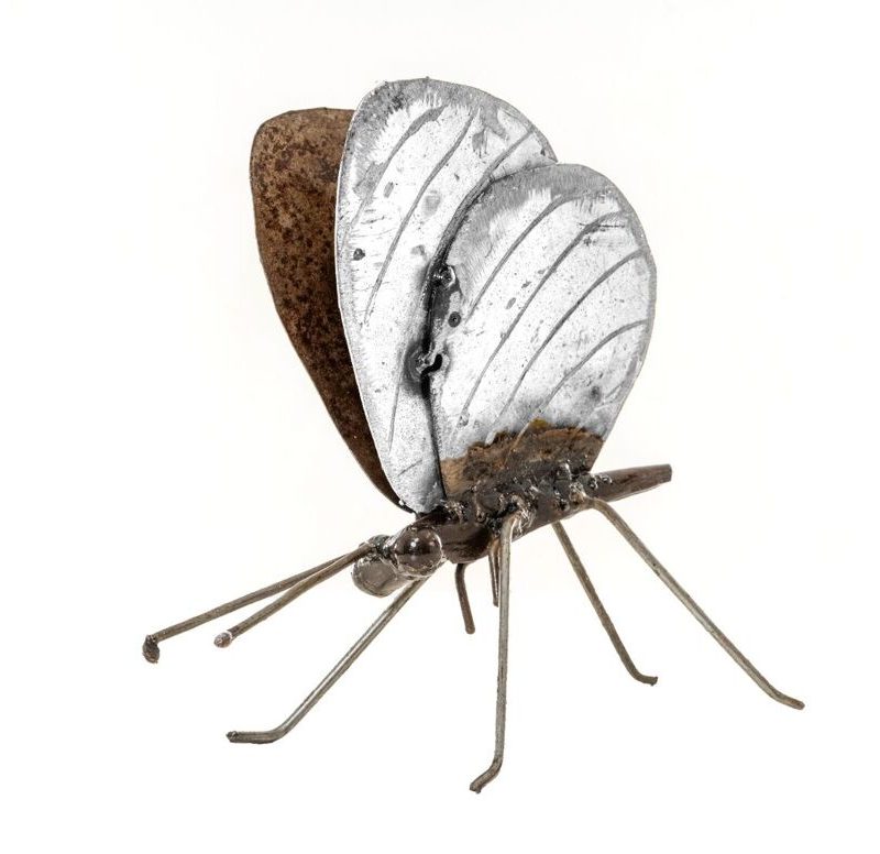 Papillon en Métal Recyclé Blanc13,5x5,5x15cm