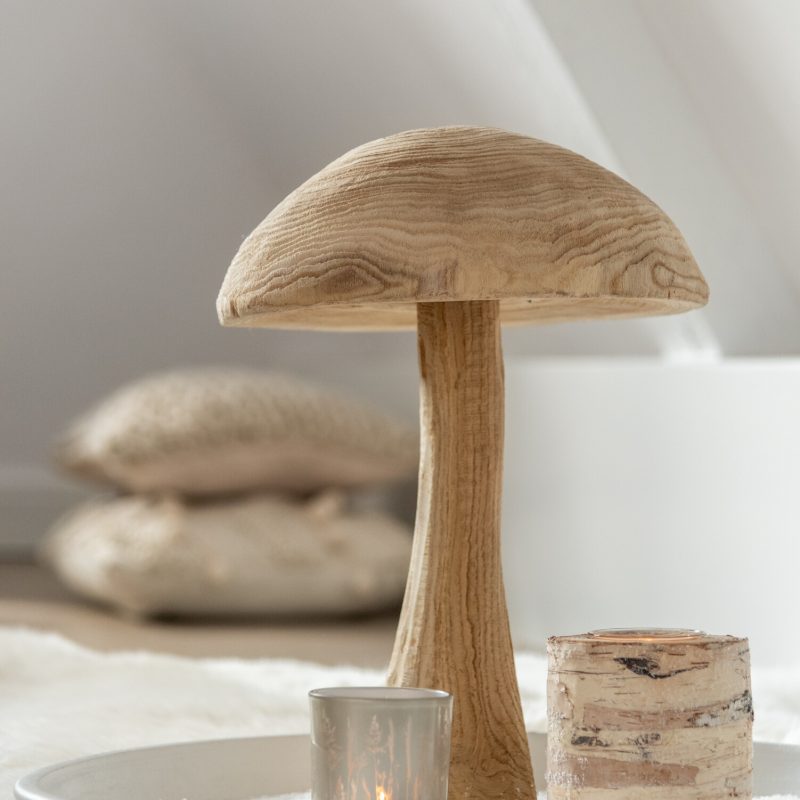 Champignon "Danda" en Bois de Chataigner Naturel 28x28x38,5cm