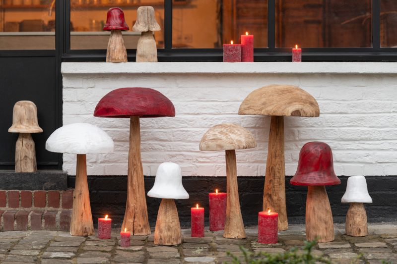 Champignon "Danda" en Bois de Chataigner Naturel 28x28x38,5cm – Image 4