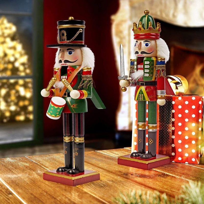 Casse-Noisette Traditionnel de Noël en Bois 30cm, 2 Modèles au Choix