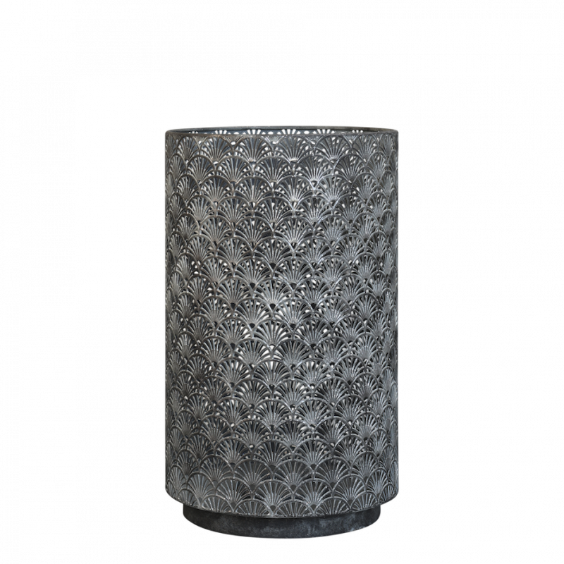Lanterne Hurricane "Vire" en Zinc Antique à Motifs ø30xH50,5cm