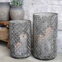 Lanterne Hurricane "Vire" en Zinc Antique à Motifs ø30xH50,5cm – Image 3