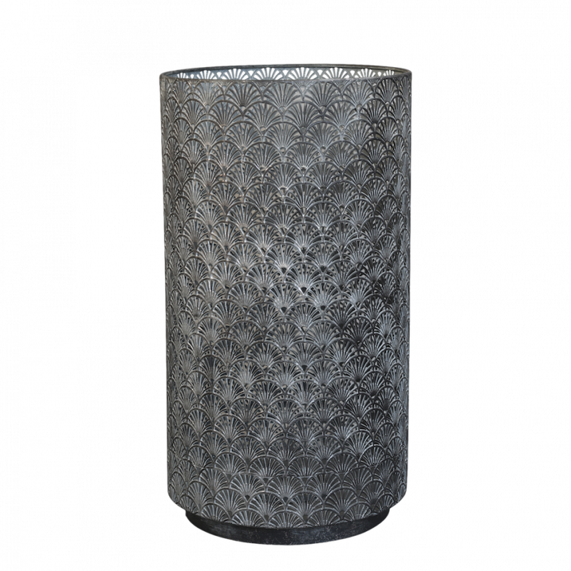 Lanterne Hurricane "Vire" en Zinc Antique à Motifs ø33xH60,5cm