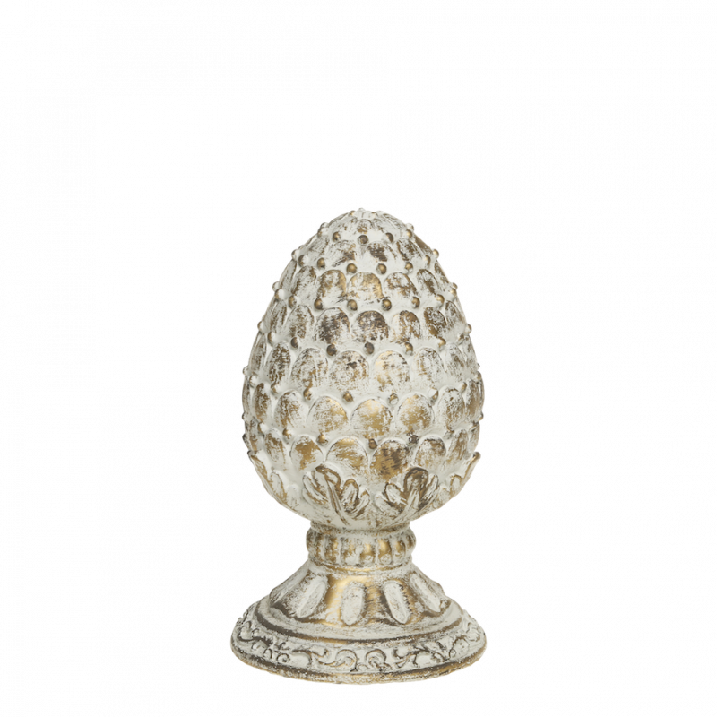 Pomme de Pin"Vittel" en Ciment avec Motif d'Or ø11xH.19,5cm – Image 2