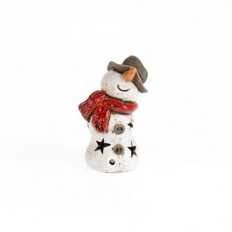 Bonhomme de Neige en Faïence avec LED, 7x5,5x11 cm – Image 2
