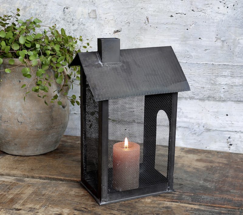 Maison en Fil de Fer Lumineux Charbon Antique 18x13xH28cm