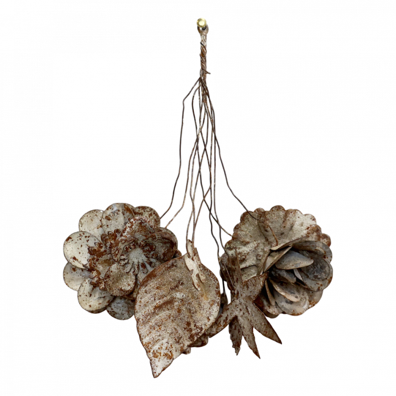Pendentif de Fleurs en Métal Antique 18x4xH.21cm