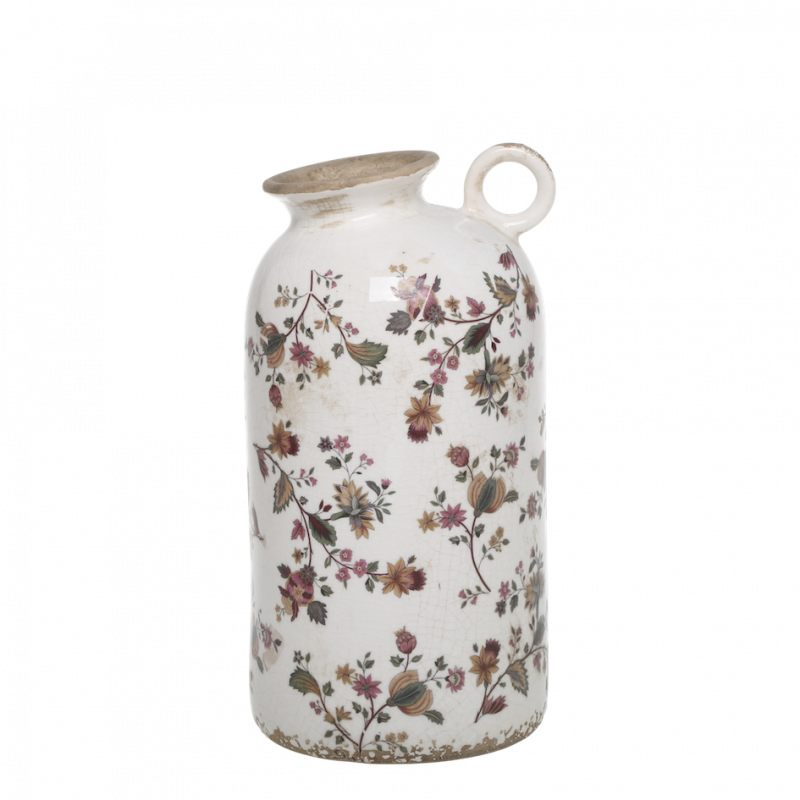 Pichet Vase "Nancy" en Céramique avec Motif Floral ø14xH.26cm