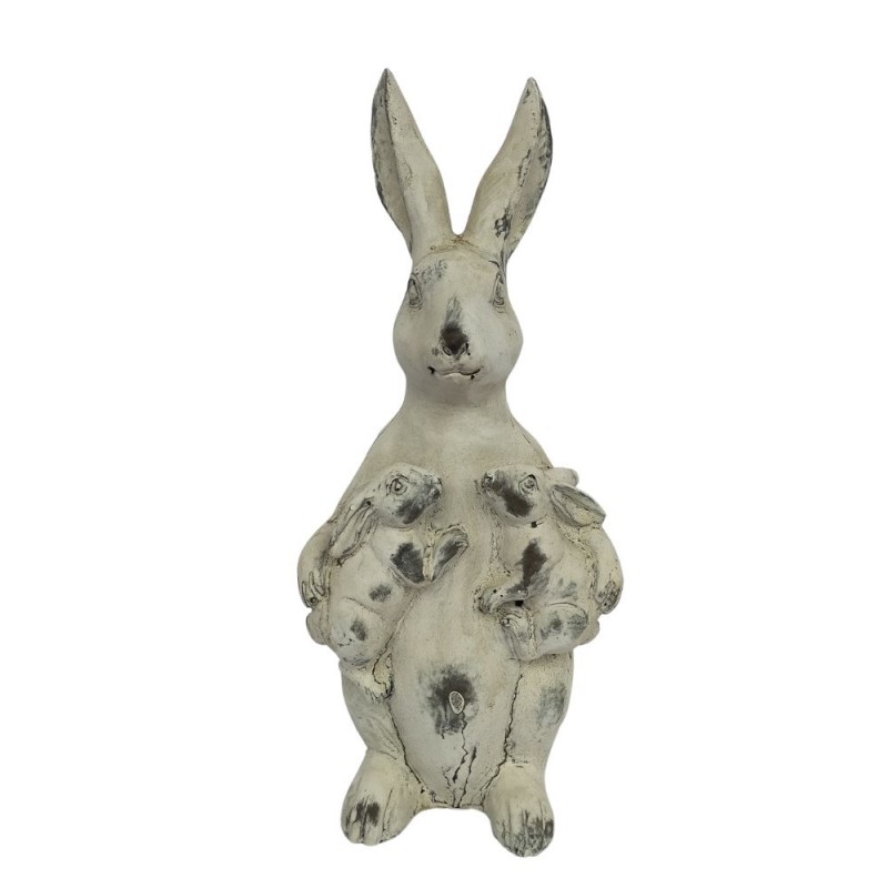 Lapin et ses Petis en Résine L.11 x Ht.28 cm