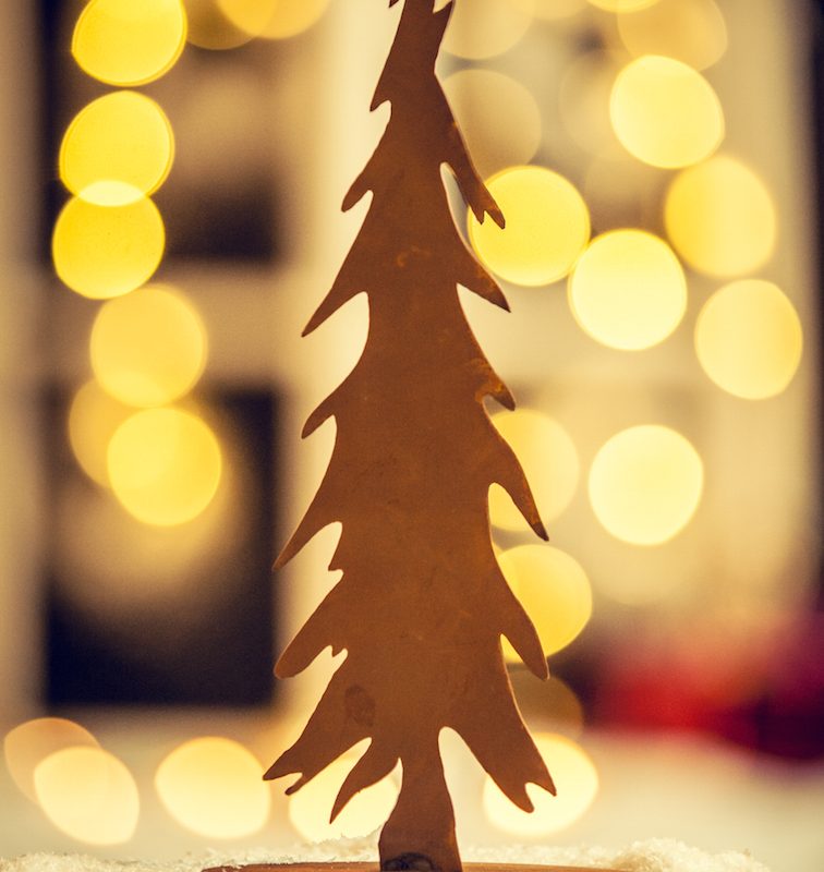 Sapin sur Socle en Métal Rouillé 15xH30cm
