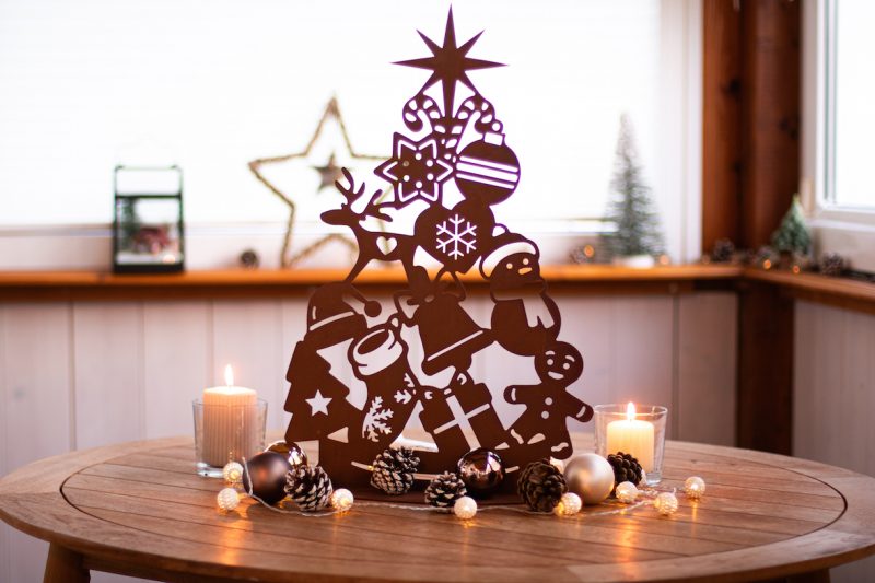 Sapin "Rêves d'Enfants" en Métal Rouillé 37xH.58cm
