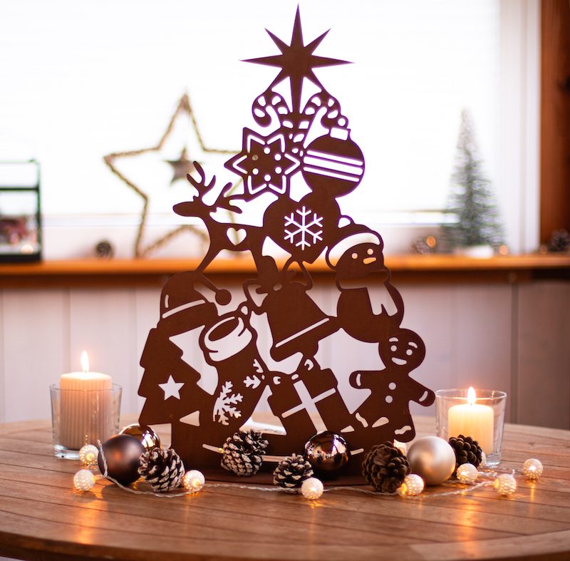 Sapin "Rêves d'Enfants" en Métal Rouillé 37xH.58cm