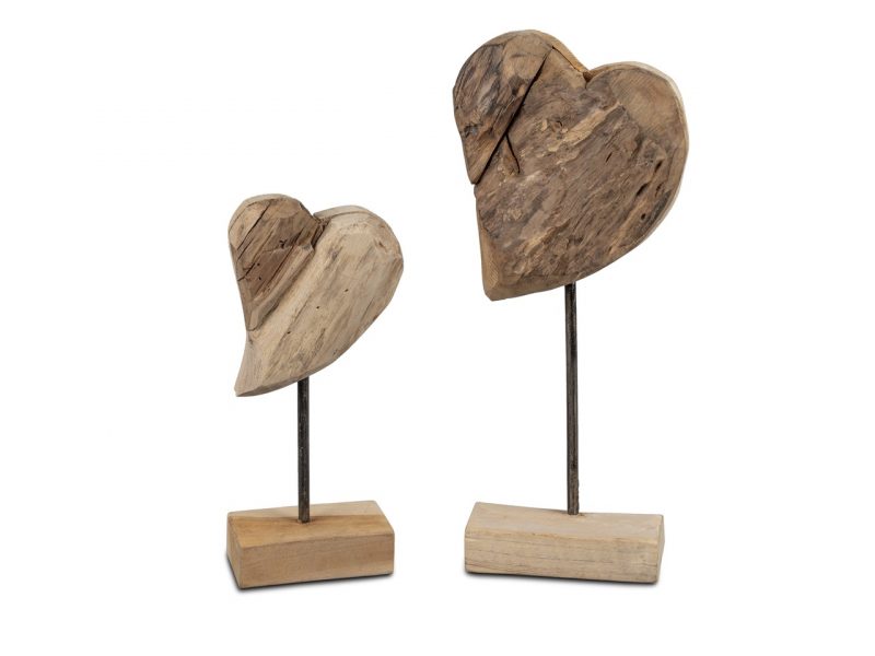 Coeur en Teck sur Pied 15x30cm