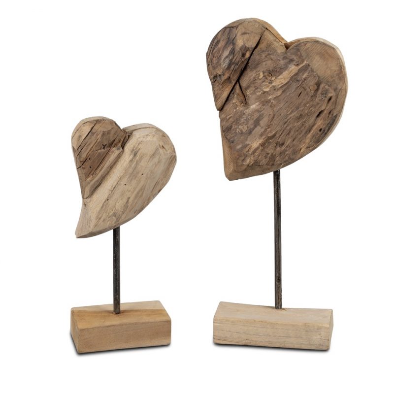 Coeur en Teck sur Pied 15x30cm