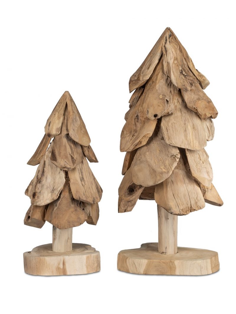 Sapin en Teck Naturel sur Socle H.45cm