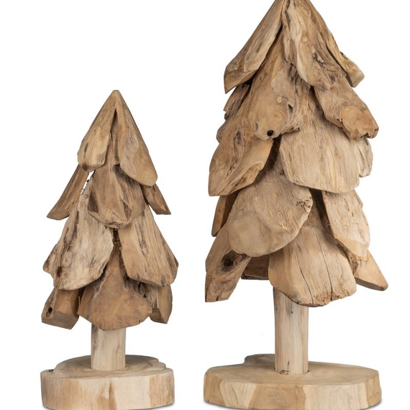 Sapin en Teck Naturel sur Socle H.45cm