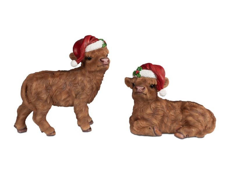 Figurine Highland de Noël en Polyrésine, 2 Modèles au Choix H.
