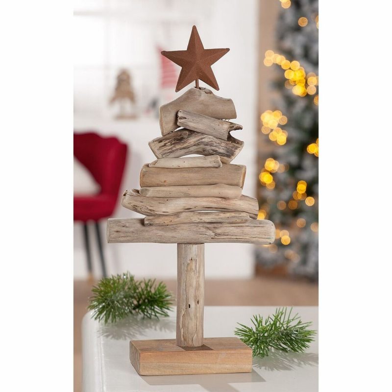 Sapin de Noël "Stella" en bois de chêne du sud « Lithocarpus » H.30cm