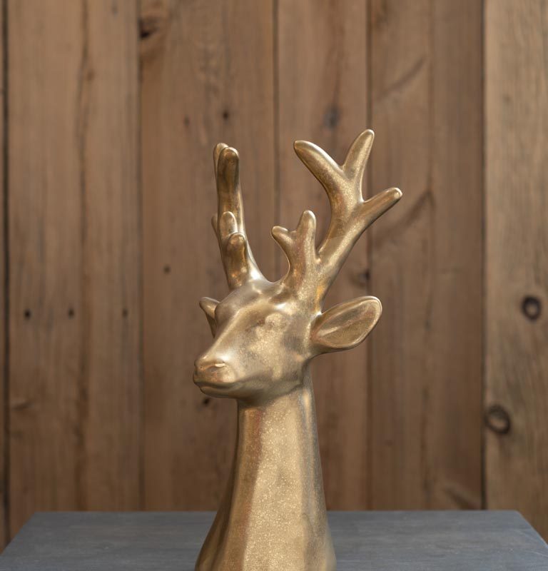 Cerf en Céramique Dorée à Poser 30x16x14cm