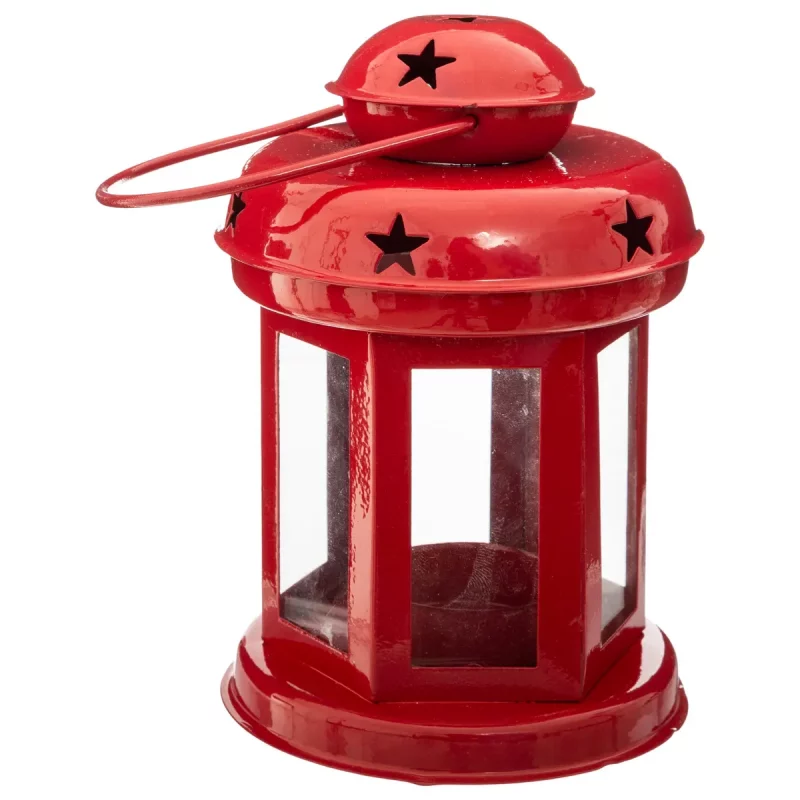 Lanterne en Métal Rouge 10xH.15 cm