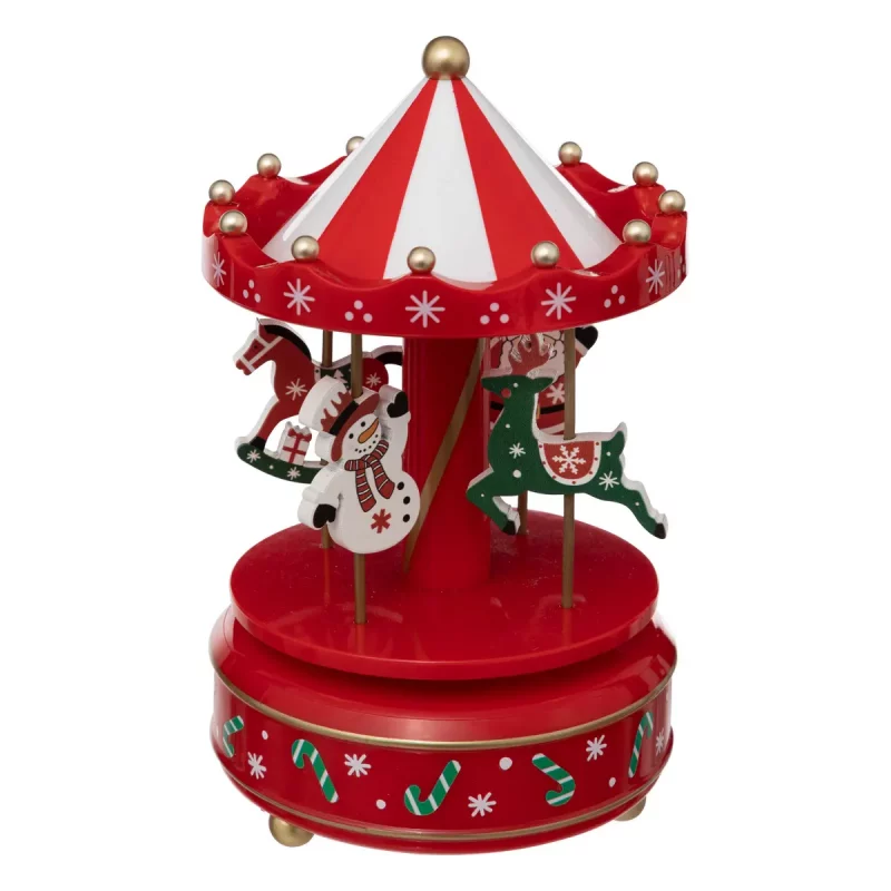 Carrousel Musical Père Noël et Bonhomme de Neige ø11,5x20cm
