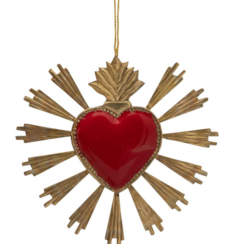 Ex-Voto Coeur Rouge Radieux en Métal ø18cm