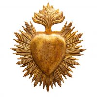 Ex-Voto Mural Coeur et Flamme en Résine Dorée 24x21cm – Image 2