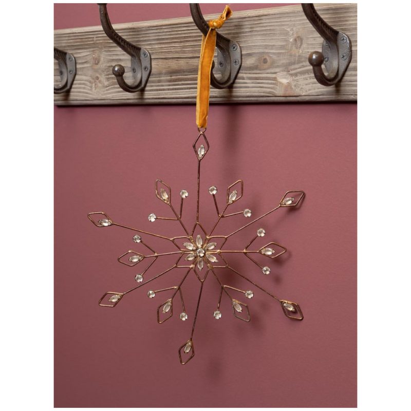 Grande Suspension Flocon Fleur Bohème en Métal et Perles ø25cm